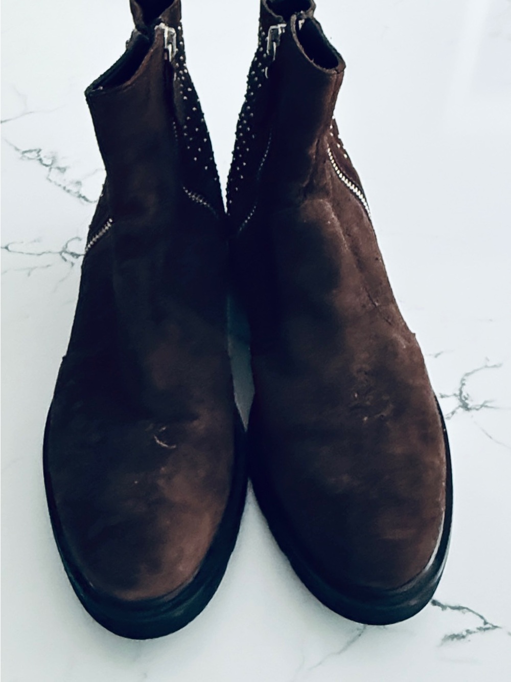 Ladies Brown Genuine Suede Chelsea Boots - Classic Slip-On Style